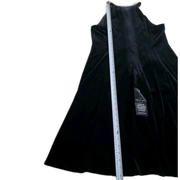 Adrianna Papell Velvet Dress Womens 14 Black Beaded Embellished Collar Stretch - Picture 6 of 16